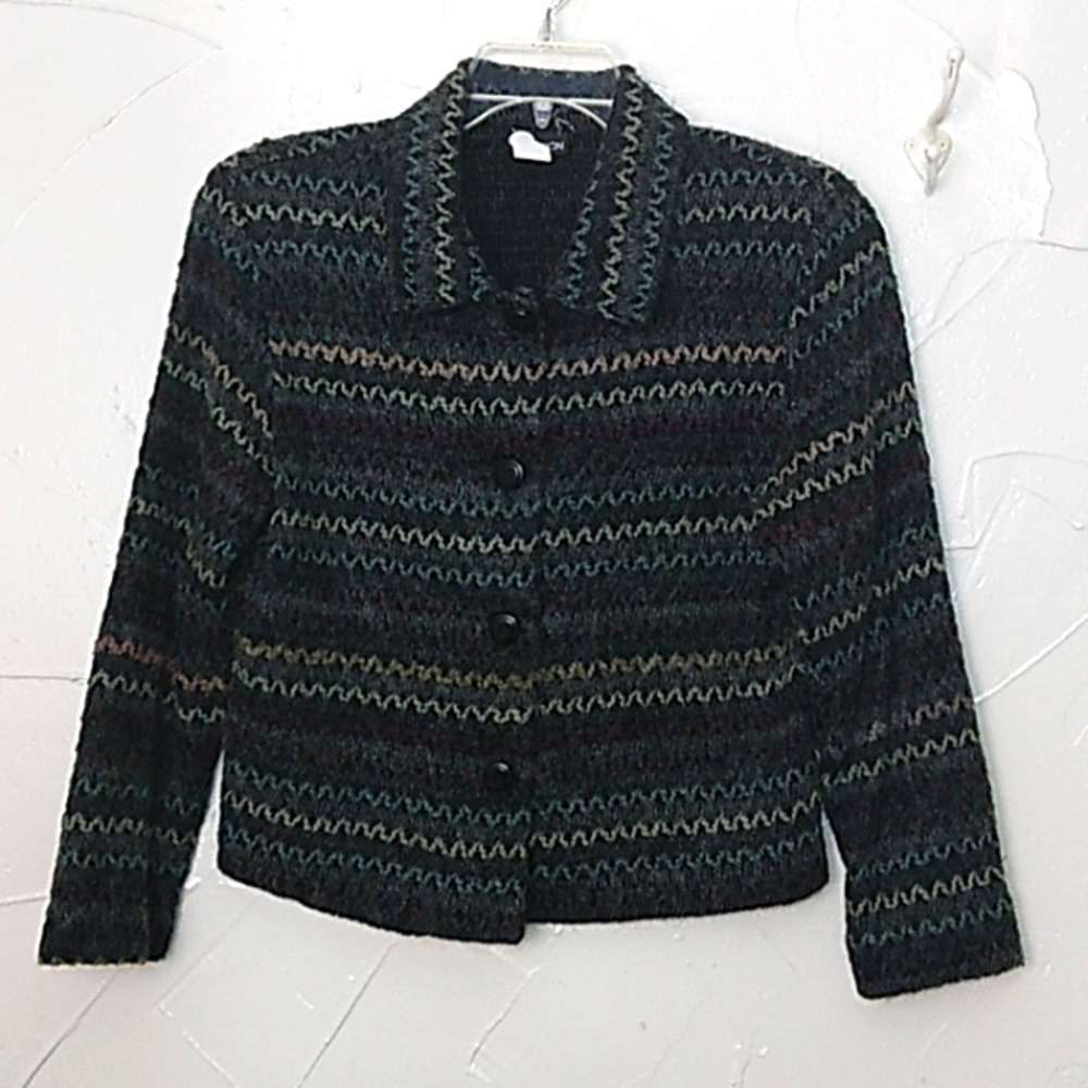 Vtg. Mohair Blend Sweater‎ Jacket Sz Med Office Siren Corp Core